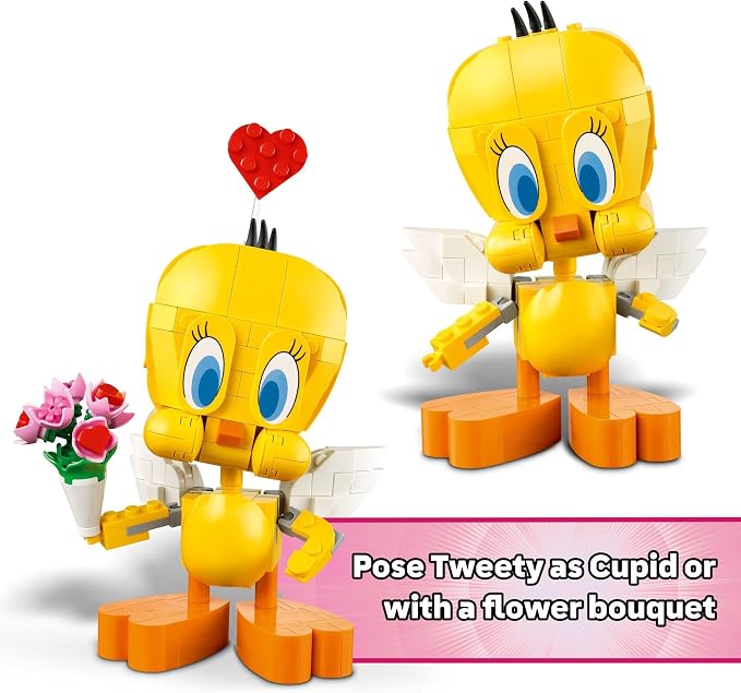 LEGO Looney Tunes Sweetheart Tweety Bird Building Toy for Adults & Kids - Tweety Figure W/Display Pedestal & Accessories for Girls & Boys, Ages 12+ - Gift for Looney Tunes Fans - 40824