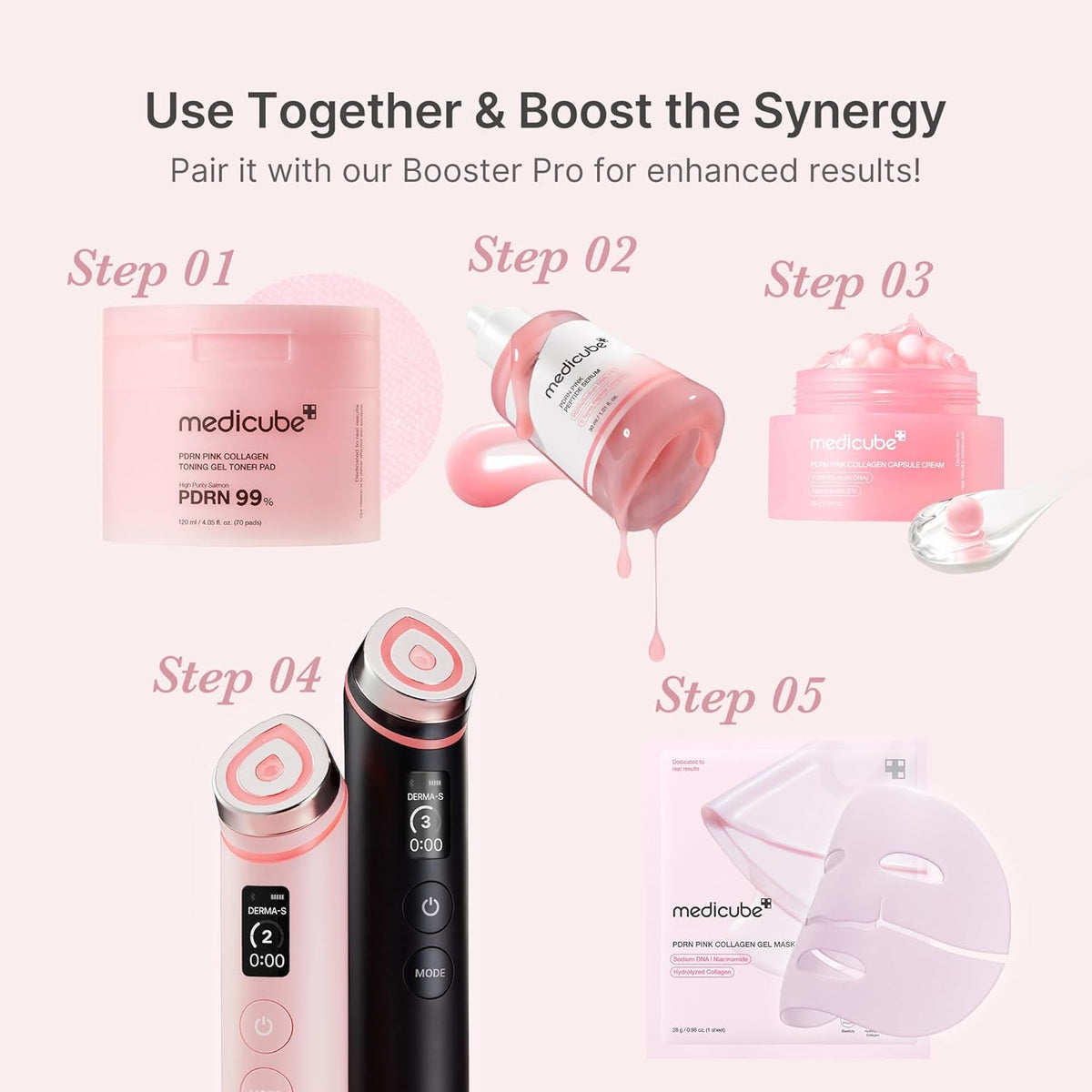 PDRN Cleanse and Prep Duo: Salmon DNA PDRN Pink Peptide Serum and PDRN Jelly to Foam Cleanser | Pink Duo for Cleansing and Glass Glow Skin | Korean Skin Care