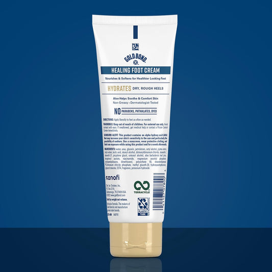 Gold Bond Healing Foot Cream for Dry Feet and Cracked Heels, 4 Oz With Aloe | Gold Bond lotion is a rich foot cream that nourishes & softens for healthier looking feet