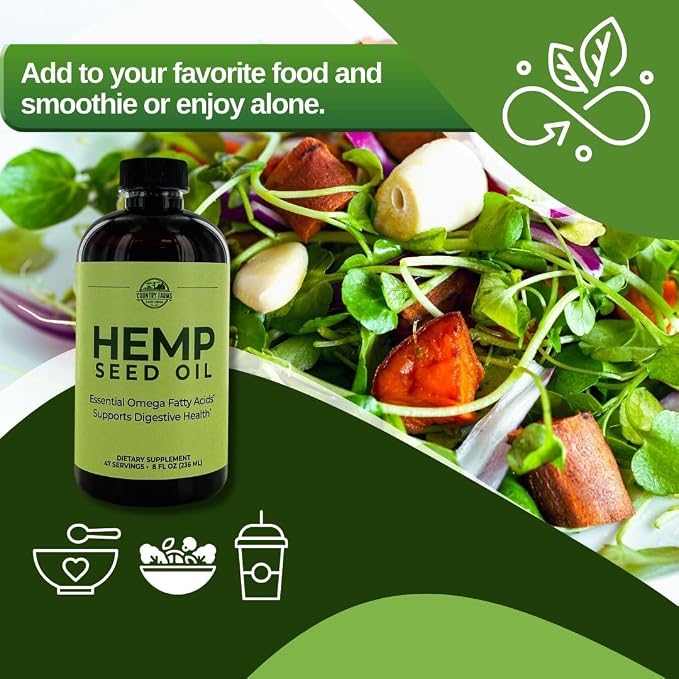 COUNTRY FARMS Hemp Seed Oil, 8 Fl Oz, 47 Servings