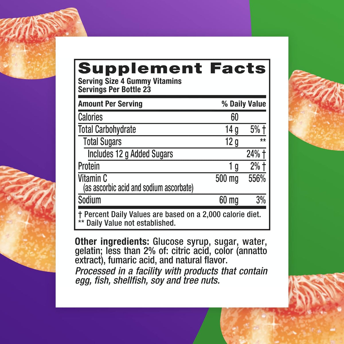 Vitafusion Extra Strength Power C Gummy Vitamins, Tropical Citrus Flavored Immune Support (1) Vitamins, 92 Count (Pack of 2)