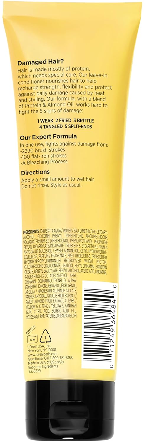 L'Oreal Paris Elvive Total Repair 5 Protein Recharge Leave In Conditioner Treatment and Heat Protectant,5.1 Ounce,(Pack of 2)