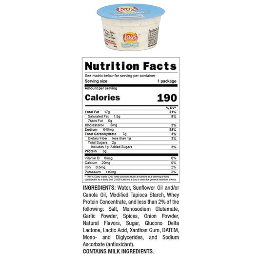 Lay's Dip Cups, Creamy Ranch, 3.7 Ounce (Pack of 30)