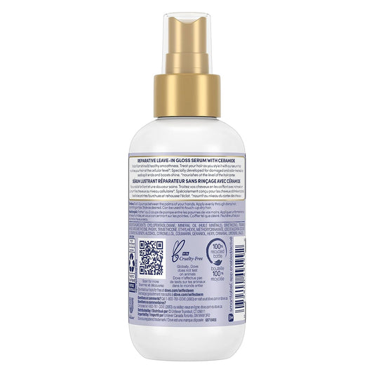Dove Hair Therapy Brilliant Gloss & Repair with Ceramide - Hair Serum for Shiny Hair, Repair Treatment for Damaged Hair, Moisturizing Leave-In Hair Treatment, 5.5 Fl Oz (Pack of 2) | Pack of 2