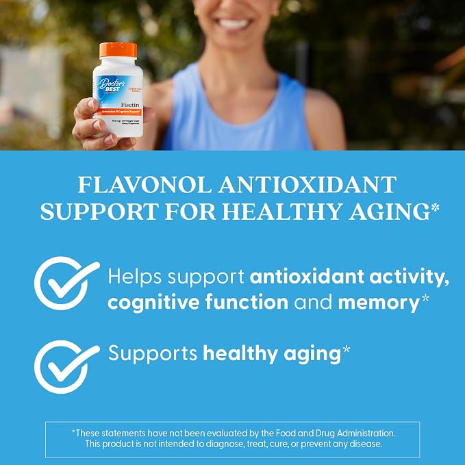 Doctor's Best Fisetin Supplement 100 mg, for Men & Women, 30 Veg Caps