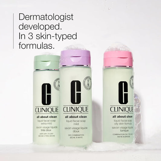 Clinique Great Skin, Great Deal Gift Set | All About Clean Mild Liquid Soap, Clarifying Lotion + Dramatically Different Lotion | Includes Full Size Moisturizer | For Dry or Oily Combination Skin Types