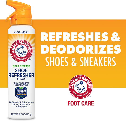 Arm and Hammer Shoe Refresher Spray, Multi-Purpose Odor Remover for All Types of Footwear, Shoe Deodorizer Spray, Shoe Odor Eliminator, Shoe Spray, Shoe Smell Eliminator, 4 oz (3 Pack)