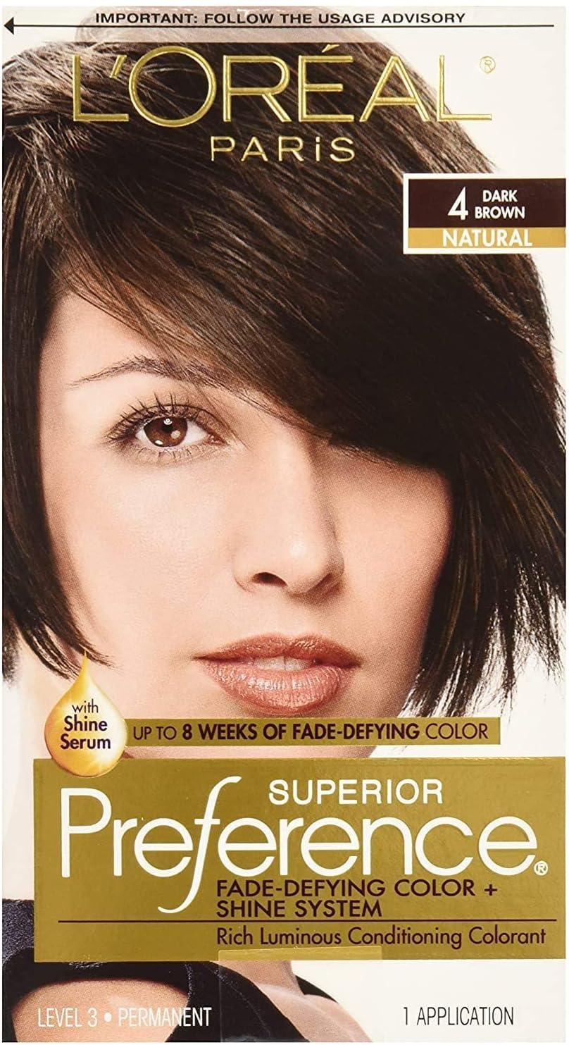 L’Oreal ParisSuperior Preference Fade-Defying Color and Shine System, Level 3 Permanent, Dark Brown/Natural 4 (Pack of 3)