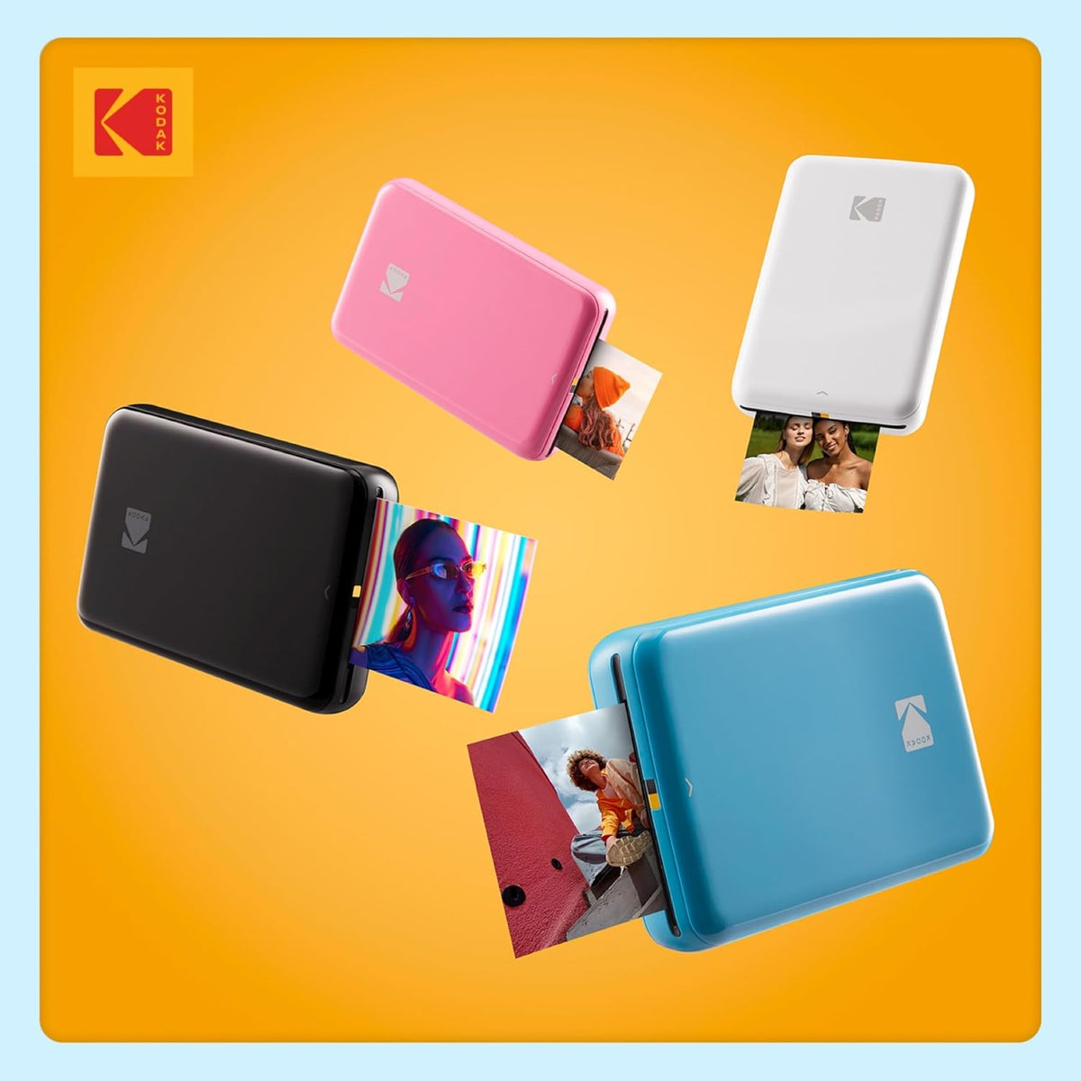 KODAK Step Instant Photo Printer with Bluetooth/NFC, Zink Technology & KODAK App for iOS & Android (Blue) Go Bundle