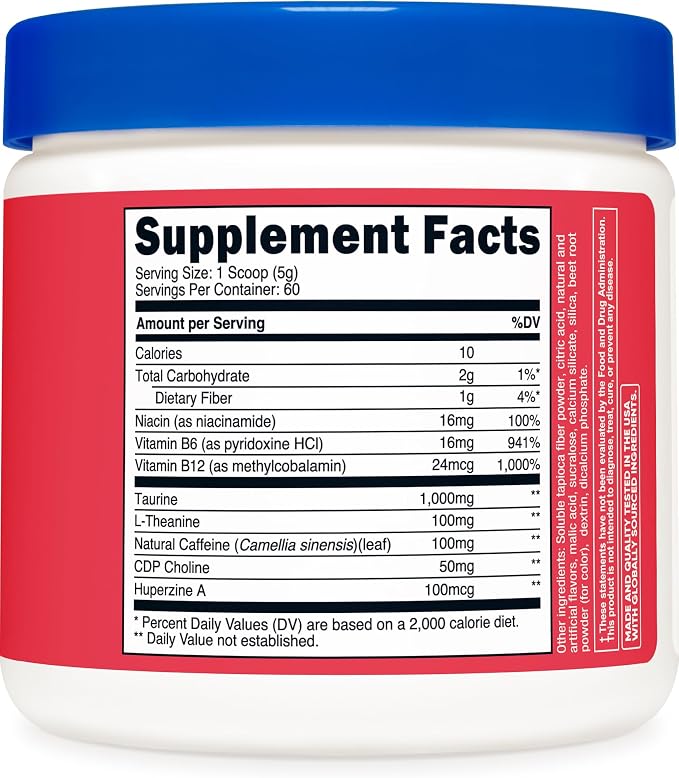 Nutricost Energy Complex Powder (Strawberry Kiwi) 300 Grams, 60 Servings