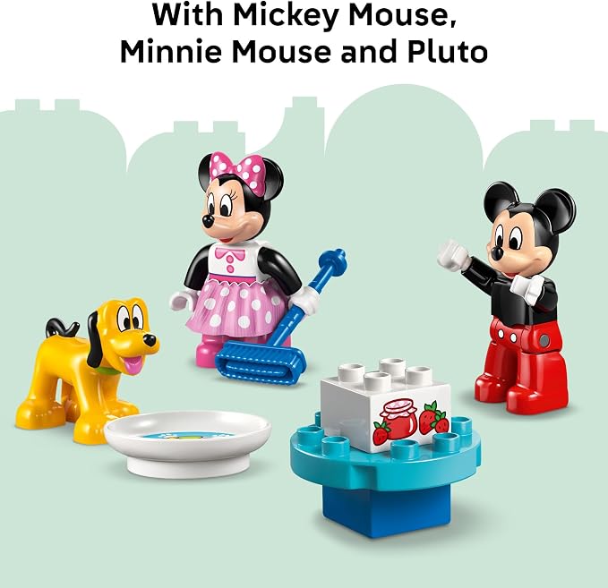 LEGO DUPLO Disney Mickey Mouse Clubhouse with Minnie & Pluto Building Toy - Fine Motor Skill Toy for Toddlers, Ages 2+ - Mickey Mouse Toy for Boys & Girls - Birthday Gift for Kids - 10465