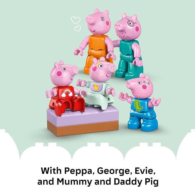 LEGO DUPLO Peppa Pig Family House - Building Toy for Toddlers, Ages 2+ - Sensory Toy for Girls & Boys - W/ 5 Figures - Birthday Gifts for Kids - 10467