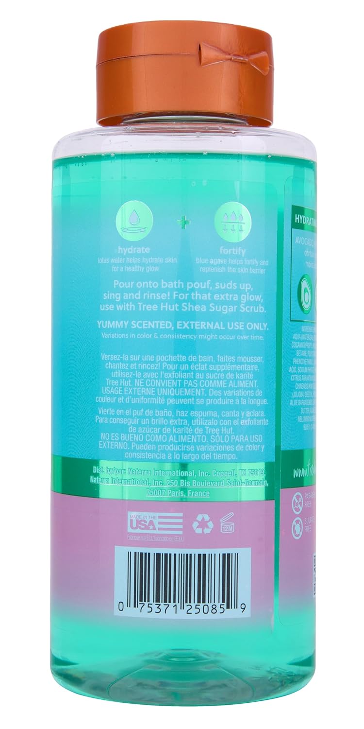Tree Hut Lotus Water Body Wash, Hydrating & Moisturizing Shower Gel with Shea Butter & Essential Oils, Soft Smooth Glowing Skin, Gentle Cleanser For All Skin Types, Self Care Gifts for Women, 18 Fl Oz
