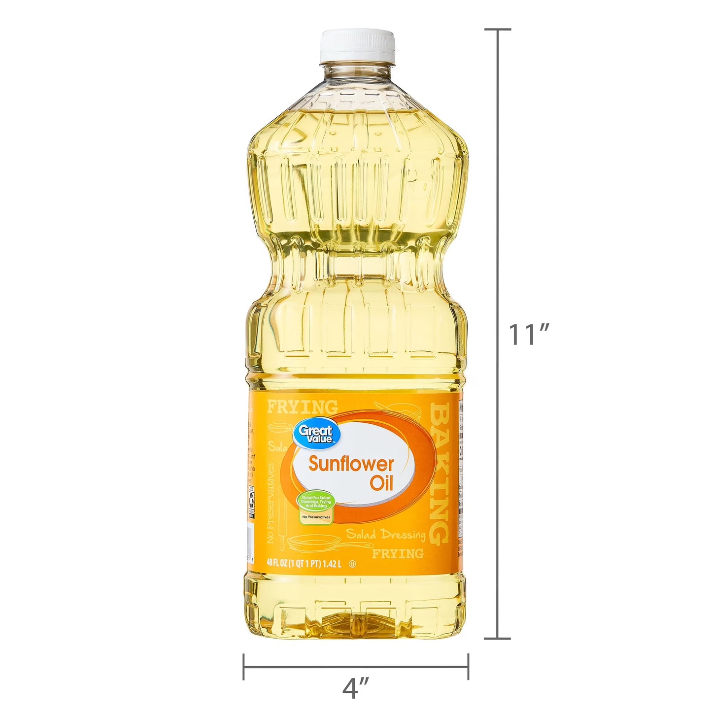 Great Value Sunflower Oil, Heart Healthy, High Smoke Point, 48 fl oz Bottle