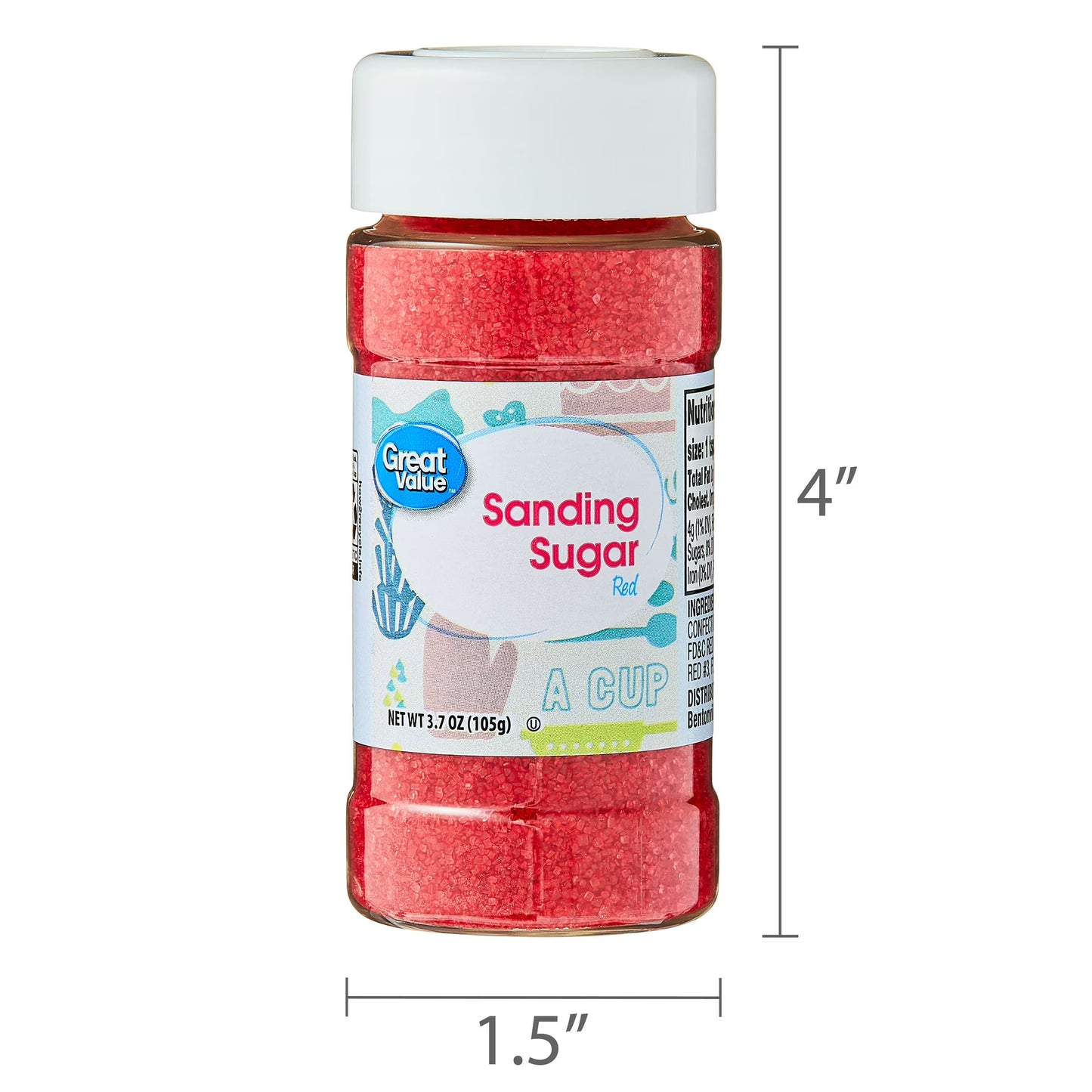 Great Value Red Sanding Sugar, 3.7 oz