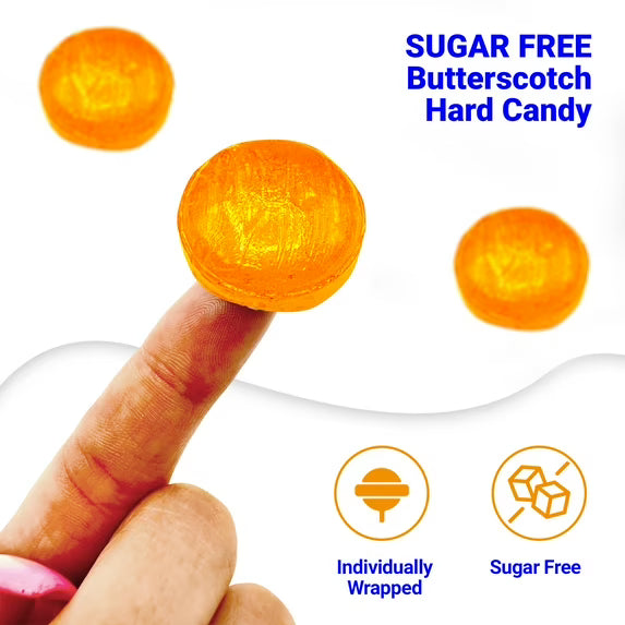 Sugar Free Butterscotch Hard Candy Arcor - 1LB Bag (About 75 Pieces) Of Individually Wrapped Sugar Free Butterscotch Buttons, Butter Scotch Bulk Candy