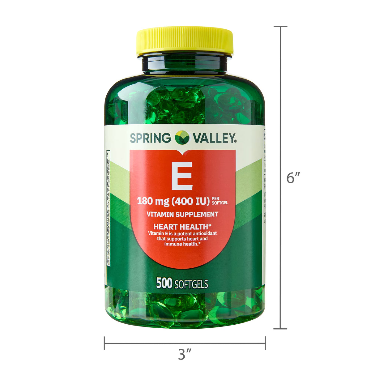 Spring Valley Vitamin E 180 mg Softgels for Heart Health, 500 Count