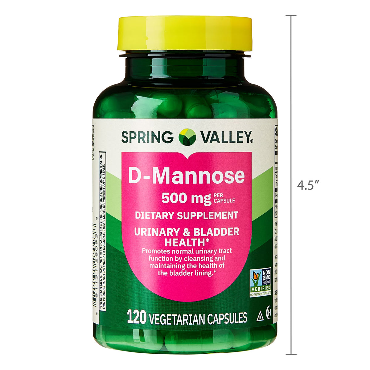 Spring Valley D-Mannose Urinary Tract Support Dietary Supplement, 500 mg, 120 Vegetarian Capsules