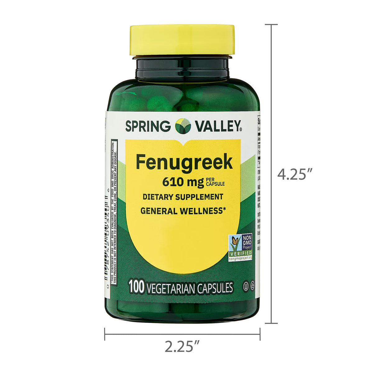 (3 pack) Spring Valley Fenugreek Dietary Supplement Vegetarian Capsules for General Wellness, 610 mg, 100 Count
