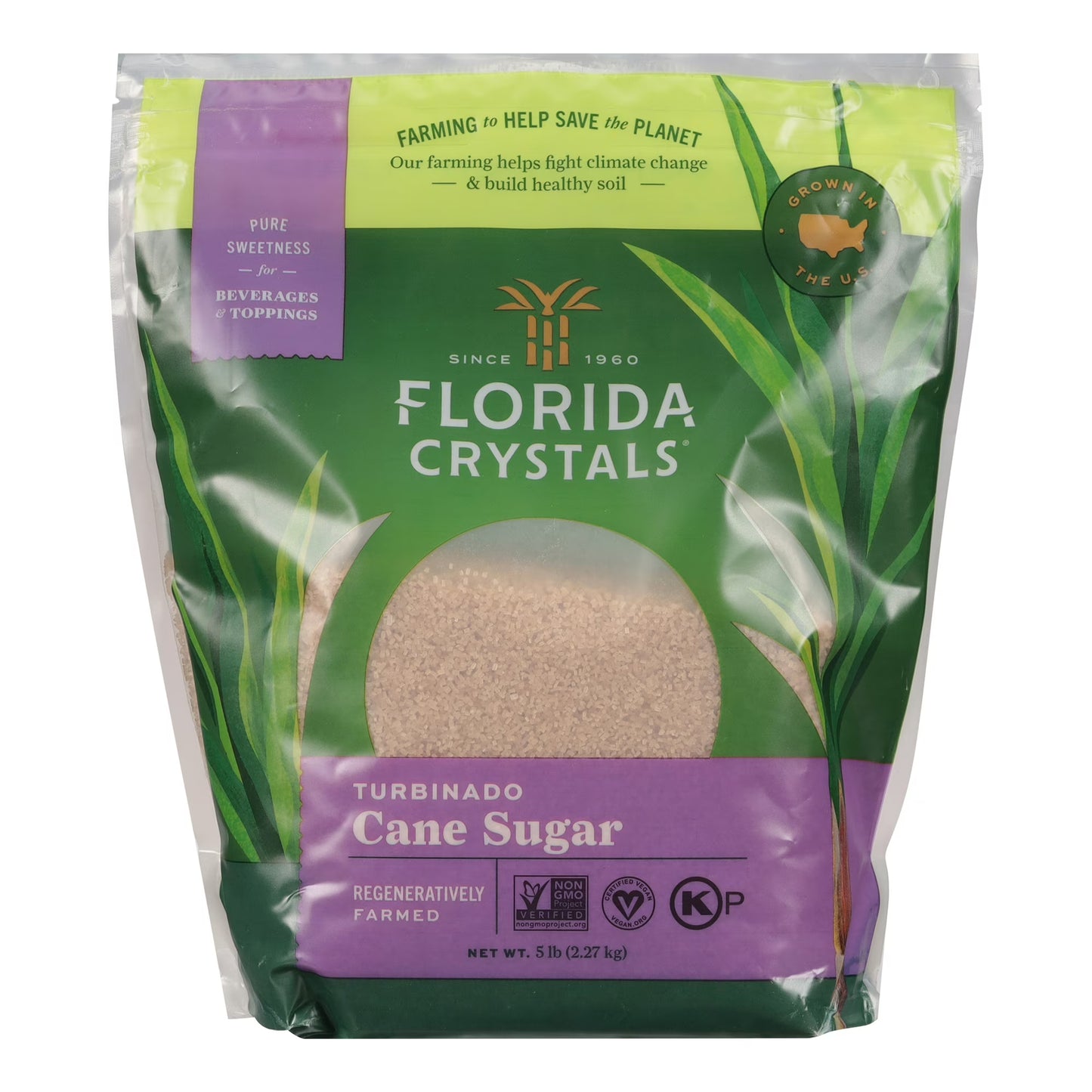 Florida Crystals Turbinado Cane Sugar, 5 lb Pouch