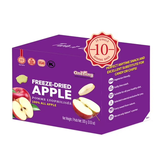 ONETANG Natural Healthy Dehydrated Freeze-Dried Apple Chips, 10 Pack Single-Serve, 0.35oz