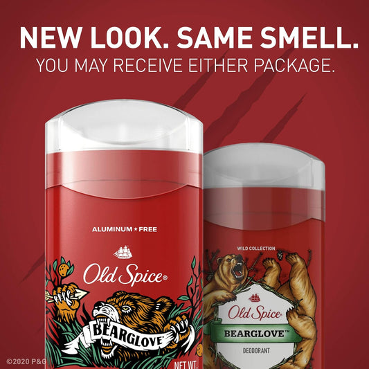 Old Spice Aluminum Free Deodorant for Men with 48 Hour Protection, Bearglove Scent, 3 Oz, Pack Of 3