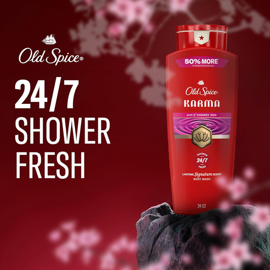 Old Spice Red Collection Antiperspirant Deodorant + Body Wash Bundle for Men, 24/7 Odor Protection, 24/7 Shower Fresh & Clean, Karma with Cherry Spice, Black Pepper, & Sandalwood Scent (Pack of 2)