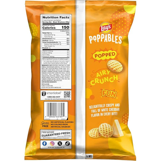 Lay's Poppables White Cheddar Flavored Potato Snacks, 5 Oz