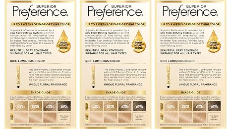 L'Oreal Paris Superior Preference Luminous Fade-Defying Permanent Hair Color, Hair Dye For Up to 9 Weeks of Radiance, Lightest Natural Blonde 9.5NB, 1 Hair Dye Kit (Pack of 3)