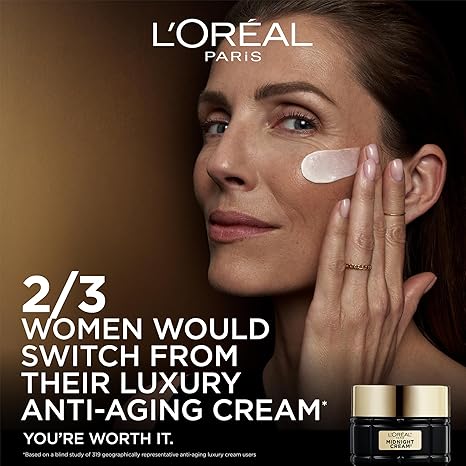 L'Oreal Paris Age Perfect Anti-Aging Midnight Face Cream, Fragrance-Free Face Moisturizer with Shea Butter and Antioxidants to Reduce Wrinkles and Firm Skin, 1.7oz + Serum Sample