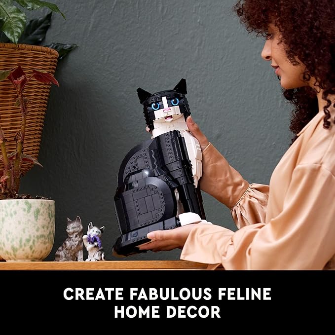 LEGO Ideas Tuxedo Cat - Building Sets for Adults, Ages 18+ - DIY Crafts Kit for Home Decor, Living Room or Bedroom - Gift for Animal Lovers - 21349