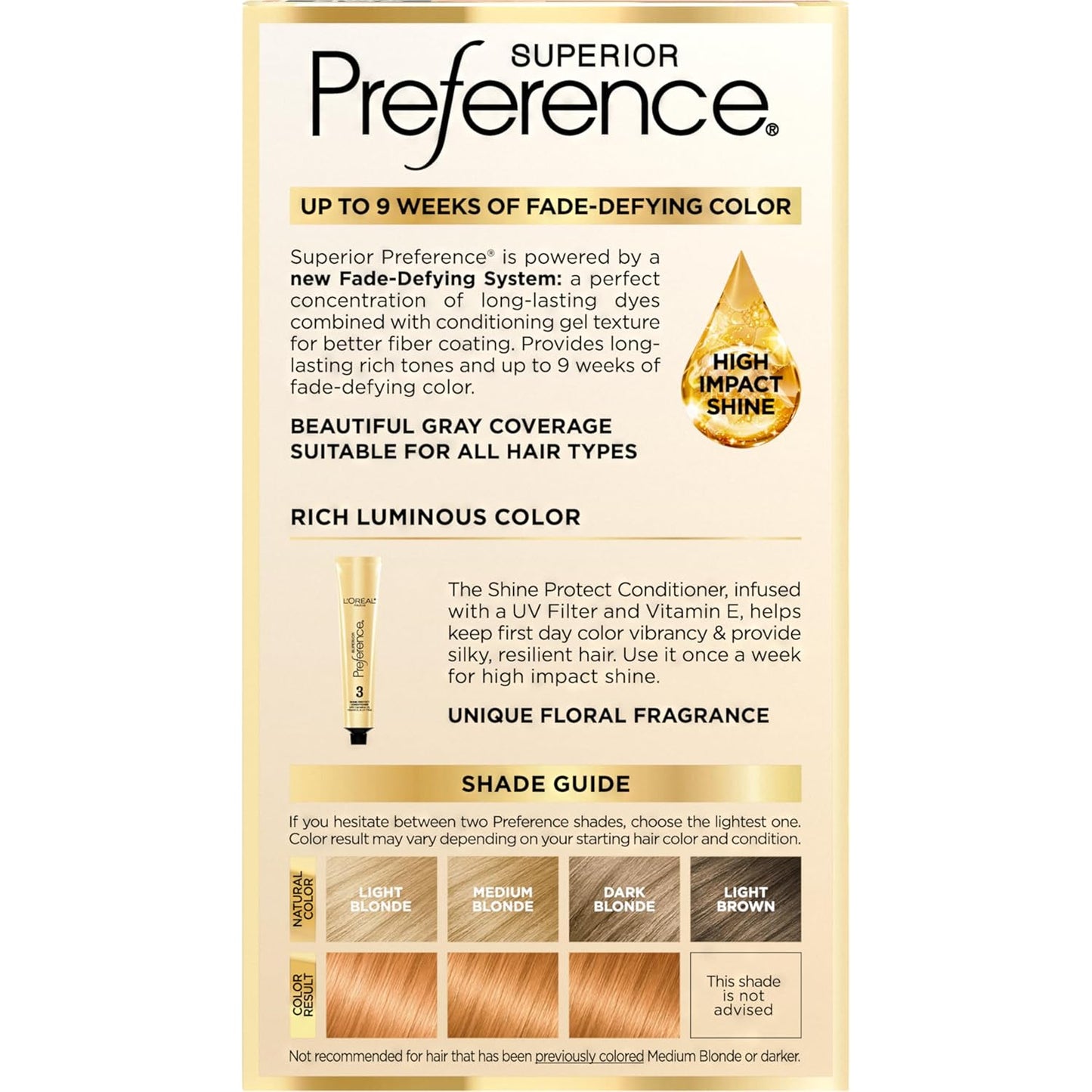L'Oreal Paris Superior Preference Luminous Fade-Defying Permanent Hair Color, Hair Dye For Up to 9 Weeks of Radiance, Golden Reddish Blonde 9GR, 1 Hair Dye Kit