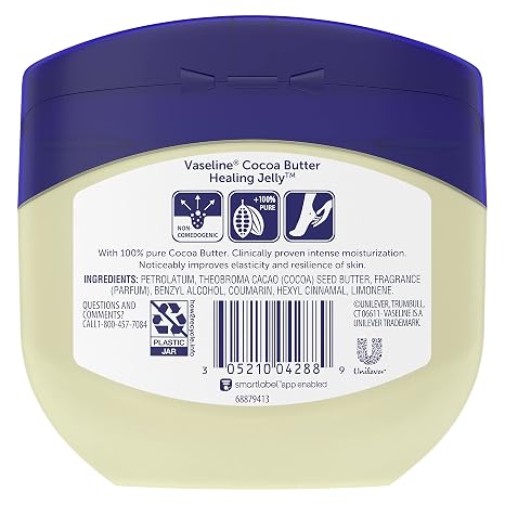 VASELINE PETROLEUM JELLY Healing Jelly Moisturizer For Dry Cracked Skin Cocoa Butter Hypoallergenic 13 oz
