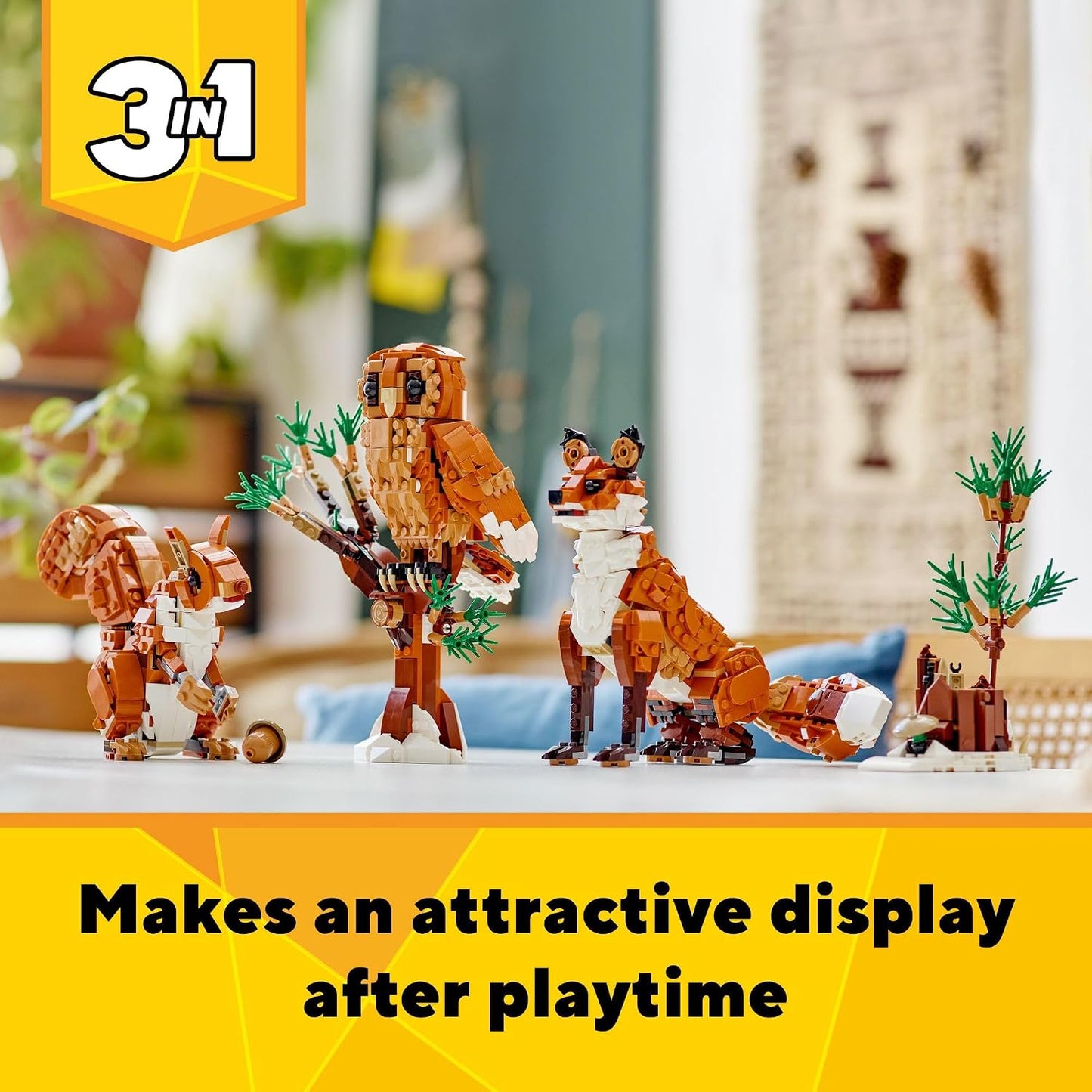 LEGO Creator 3 in 1 Forest Animals Red Fox Toys - Building Toys for Kids, Boys & Girls, Ages 9+ - W/ 3 Building Options into Fox, Owl, or Squirrel - Gift for Birthdays - 31154