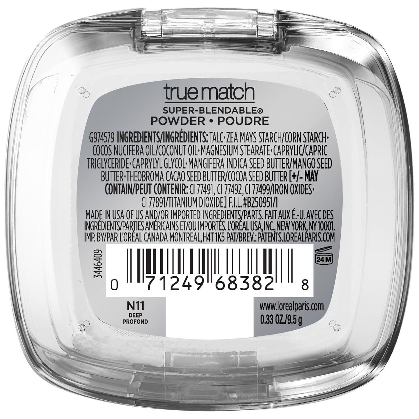 L'Oreal Paris True Match Super Blendable Oil Free Powder Foundation, N11 Deep, 0.33 oz