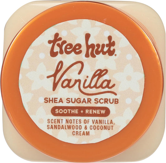 Tree Hut Mini Vanilla Shea Sugar Scrub, Exfoliating & Hydrating Body Scrub with Shea Butter & Essential Oils, Smooth Skin, For All Skin Types, Vegan, Travel Size, 3.4 oz (Pack of 2)