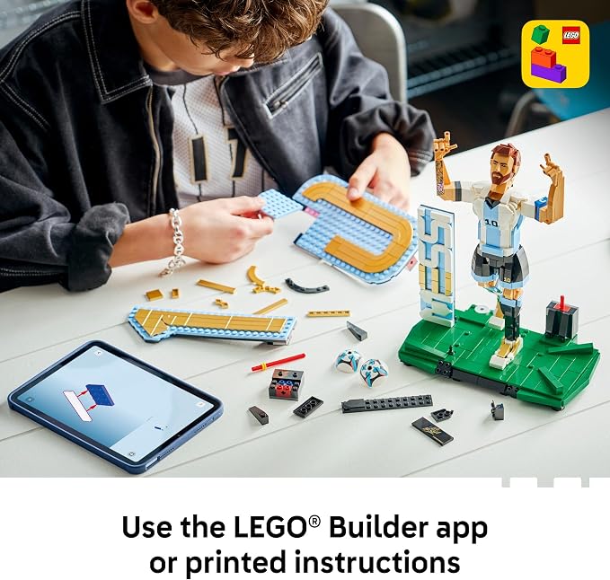 LEGO Editions Lionel Messi – Collector's Set Co-Pack - Building Toy for Kids - Soccer Collectible - Sports Décor for Boys & Girls, Ages 12+ - Gift Idea for Soccer Fans - 66818
