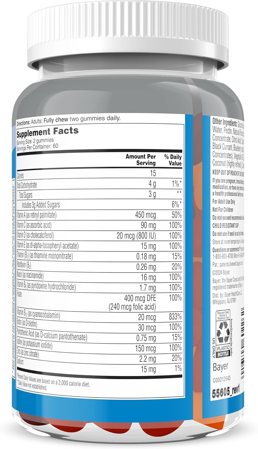 ONE A DAY Men’s 50+ Daily Essentials Multivitamin Gummies, Multivitamin for Men Over 50, Fruit Medley Flavor, 120 Gummies,(Pack of 2)