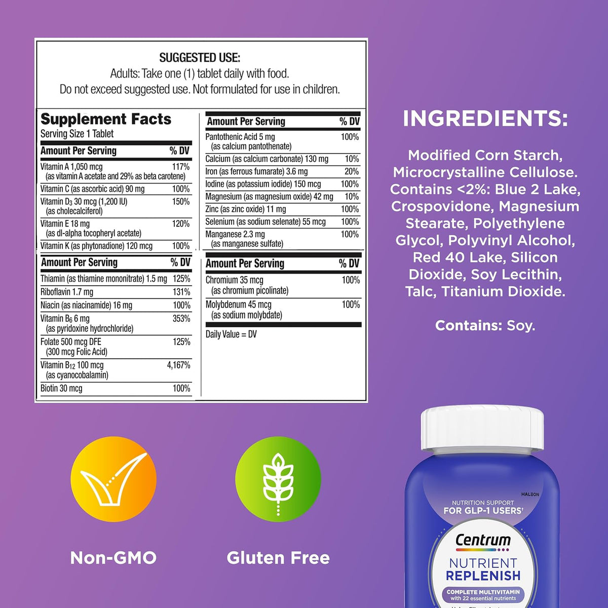 Centrum Nutrient Replenish Complete Multivitamin, 180 Tablets