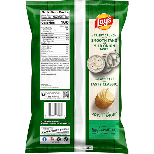 Lay's Sour Cream & Onion Flavor, 7.75 Oz