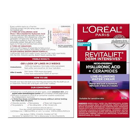 L'Oreal Revitalift Derm Intensives Micro-Hyaluronic Acid + Ceramides Line-Plumping Water Cream