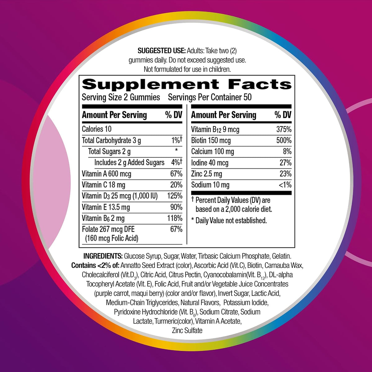 Centrum MultiGummies Gummy Multivitamin for Women, Multivitamin/Multimineral Supplement with Vitamin D3, B and Antioxidants, Assorted Fruit Flavor - 170 Count (Pack of 2)