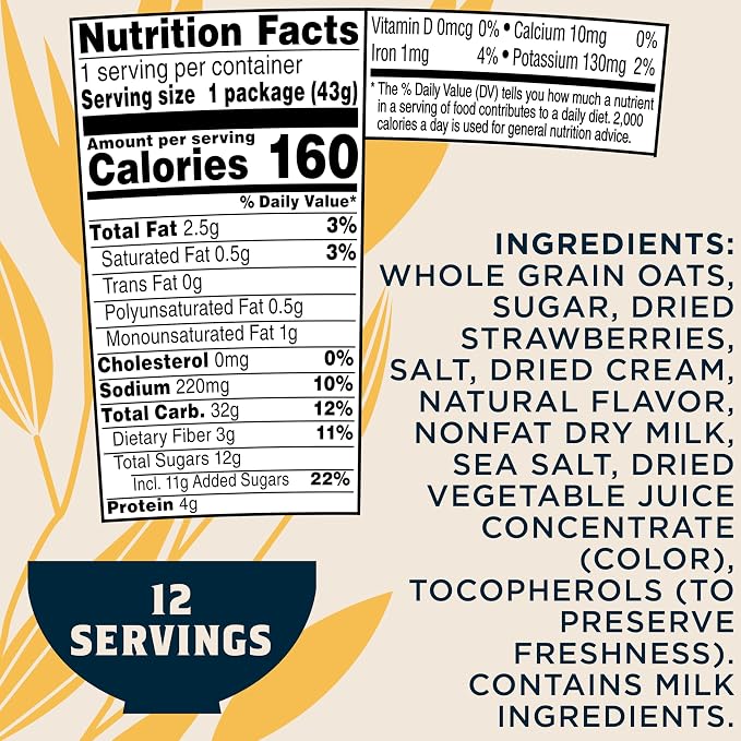 Quaker Express Cups, Strawberry & Cream, 12 Count