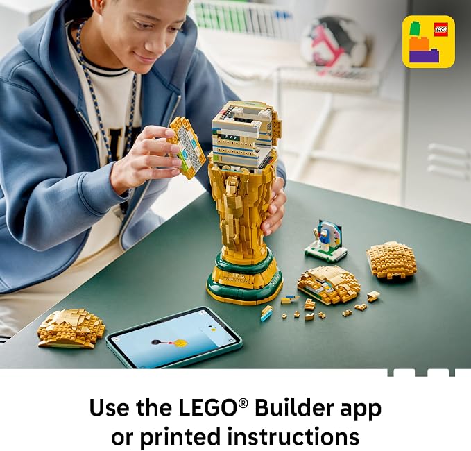 LEGO Editions FIFA World Cup Official Trophy Building Set - Kit for Display in Bedroom, Home Office, Book Shelf - Soccer Fans Collectible - W/World Cup 2026 Minifigure - Gift for Birthdays - 43020