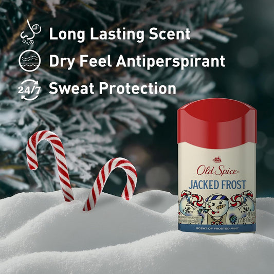 Old Spice Antiperspirant & Deodorant for Men, Holidudes Limited Edition, 24/7 Sweat Protection, Stocking Stuffer, Jacked Frost Frosted Mint Scent, 2.6 oz (Pack of 12)