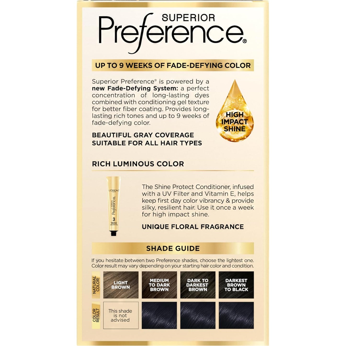 L'Oreal Paris Superior Preference Luminous Fade-Defying Permanent Hair Color, Hair Dye For Up to 9 Weeks of Radiance, Ultimate Black 1, 1 Hair Dye Kit
