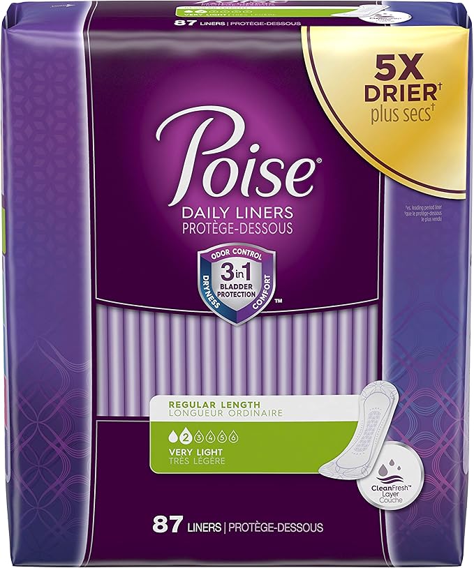 Poise Poise Incontinence Panty Liners, Very Light Absorbency, Regular, 87 Count, Regular, 87 Count