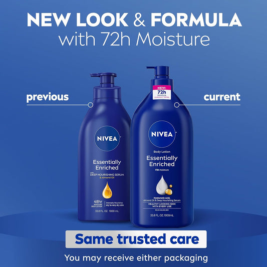 NIVEA Essentially Enriched Body Lotion Very Dry Skin, Value Size 33.8 Fl Oz (Pack of 9)
