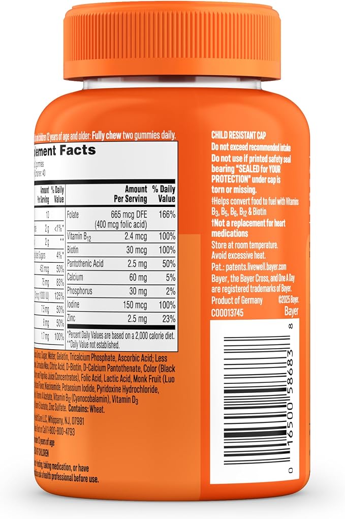 One A Day Womens Multivitamin Gummy - Gummy Vitamins for Women with Biotin, Zinc, Folic Acid, Iodine Vitamin Gummies, Chewable Multivitamin, 80 Count (Packaging May Vary)
