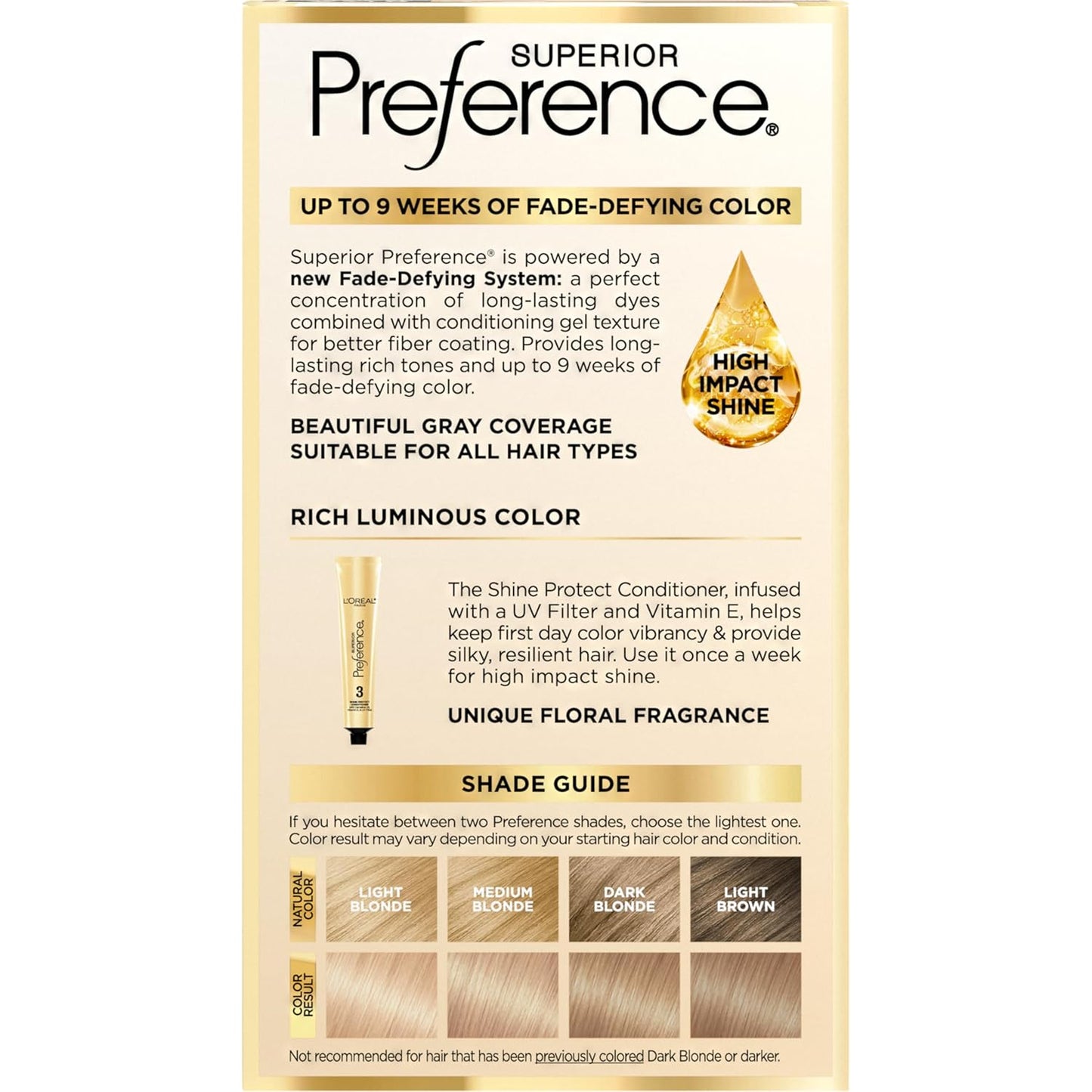L'Oreal Paris Superior Preference Luminous Fade-Defying Permanent Hair Color, Hair Dye For Up to 9 Weeks of Radiance, Champagne Blonde 8.5A, 1 Hair Dye Kit
